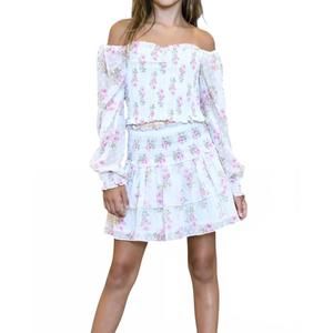 NEW KATIE J NYC girl's chloe sheer sleeve peasant top in country floral